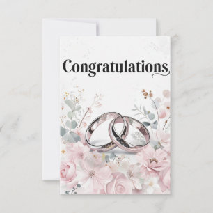 Elegant Wedding Rings and Floral Border  Card