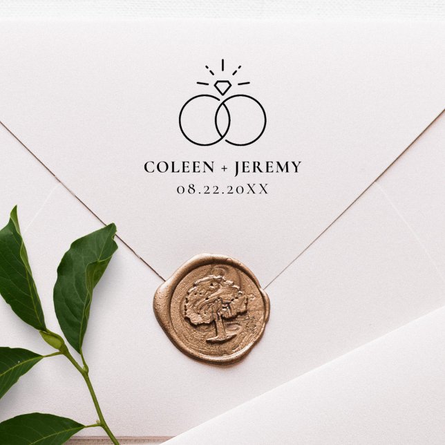 Elegant Wedding Rings Custom Save The Date Rubber Stamp (Creator Uploaded)