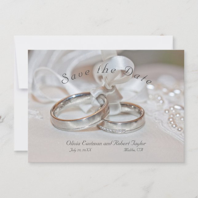 Elegant wedding rings  Save the Date Invitation (Front)