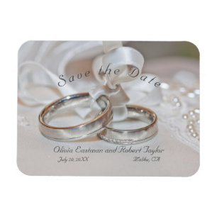 Elegant wedding rings Save the Date Magnet