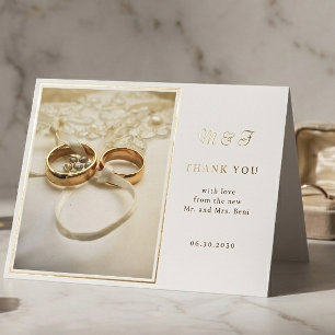 Elegant Wedding Rings Thank You Card