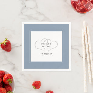 Elegant Wedding Romantic Hearts Dusty Blue Paper Napkin