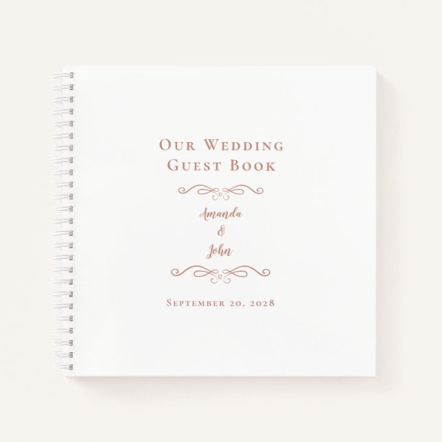Elegant Wedding Rose Gold Chic Budget Guest Book  (Front)