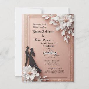 Elegant Wedding Rose Gold Floral RSVP Card