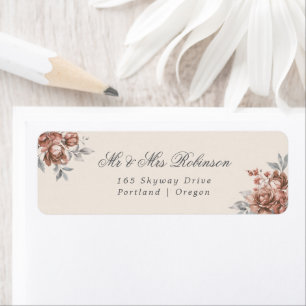 Elegant Wedding Rose Gold Rustic Floral Return Address Label