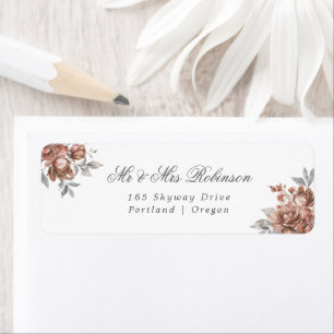 Elegant Wedding Rose Gold Rustic Floral  Return Address Label