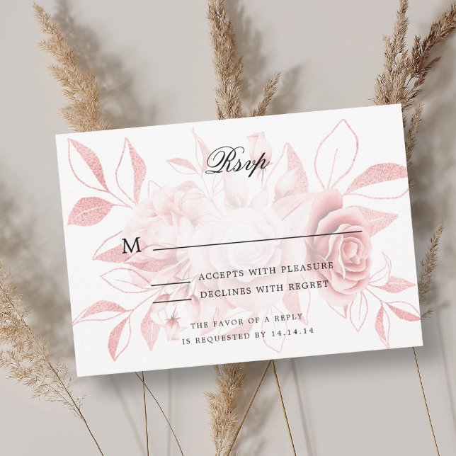Elegant Wedding RSVP Blush Rose Gold Floral (Elegant Wedding RSVP Blush Rose Gold Floral)