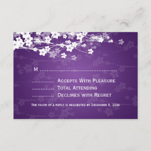Elegant Wedding RSVP Cherry Blossom Purple Card