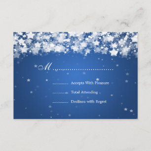 Elegant Wedding RSVP Dazzling Stars Blue