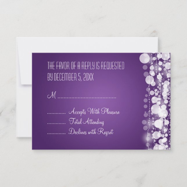 Elegant Wedding RSVP Dotted Purple (Front)
