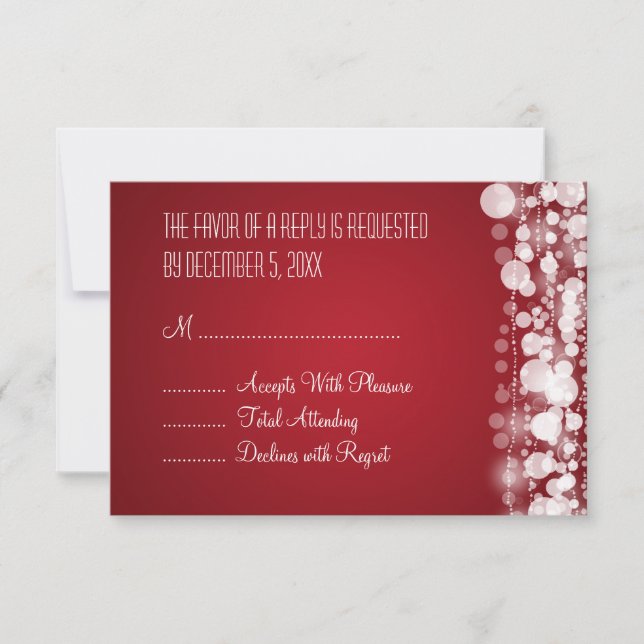 Elegant Wedding RSVP Dotted Red (Front)
