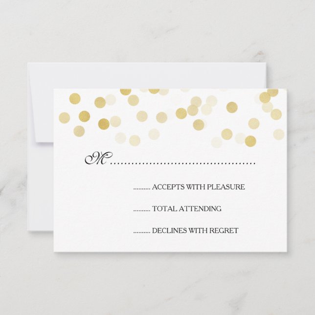 Elegant Wedding RSVP Faux Gold Foil Glitter Lights (Front)