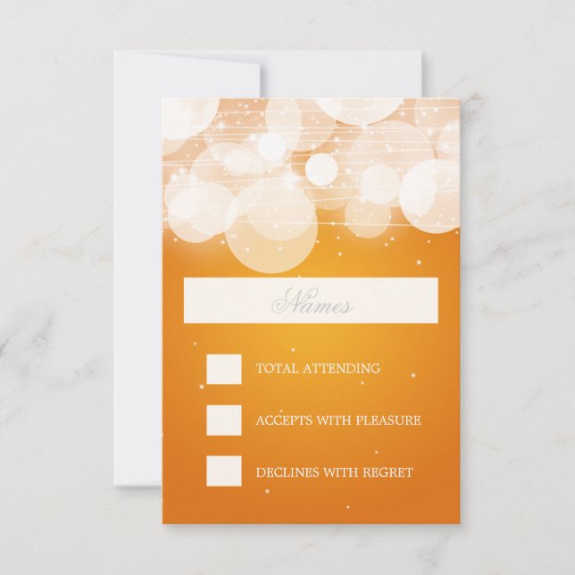 Elegant Wedding RSVP Glow & Sparkle Orange (Front)