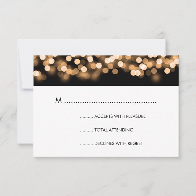 Elegant Wedding RSVP Gold Hollywood Glam Card (Front)