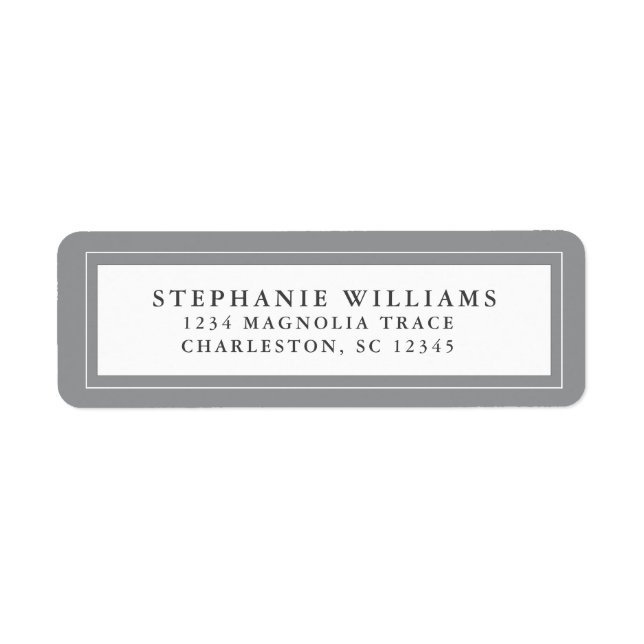 Elegant Wedding RSVP Grey and White Return Address Label (Front)