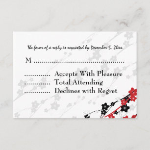 Elegant Wedding RSVP Japanese Flowers Red