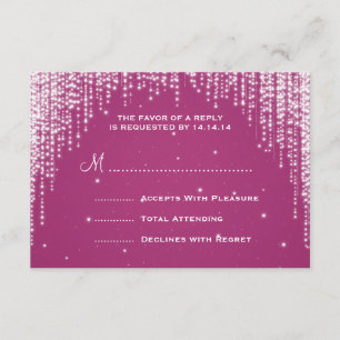 Elegant Wedding RSVP Night Dazzle Berry Pink