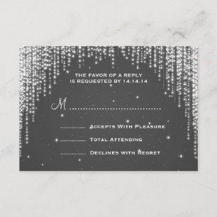 Elegant Wedding RSVP Night Dazzle Black Card
