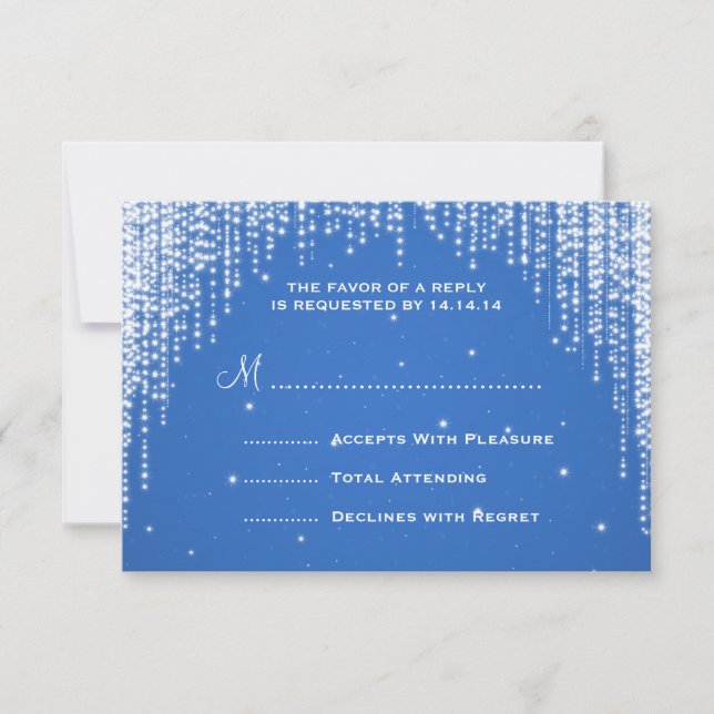 Elegant Wedding RSVP Night Dazzle Blue (Front)