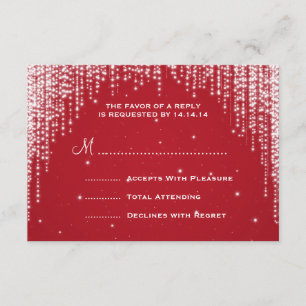 Elegant Wedding RSVP Night Dazzle Red