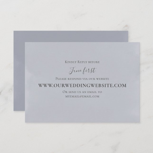 Elegant Wedding RSVP Online Light Blue Script (Front/Back)