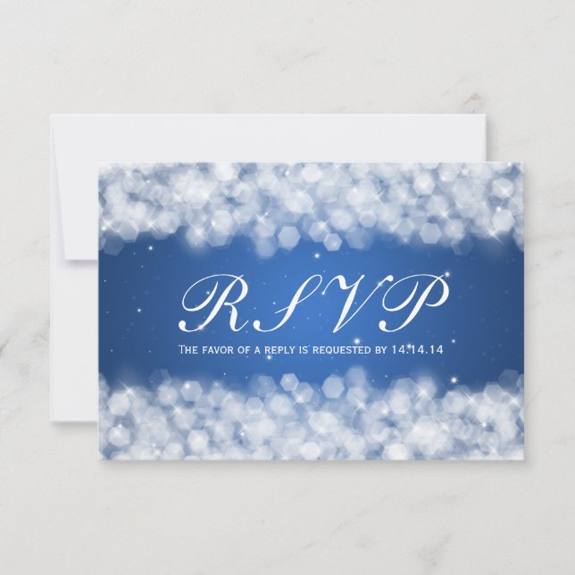 Elegant Wedding RSVP Party Sparkle Blue (Front)