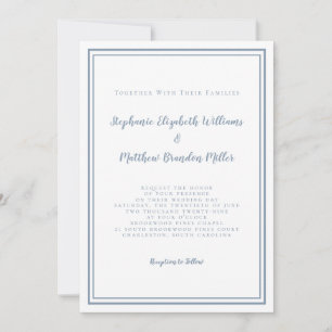 Elegant Wedding & RSVP QR Code Details Dusty Blue Invitation