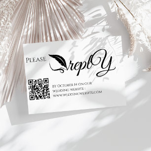 Elegant Wedding RSVP   QR Code Minimalist Clean Enclosure Card