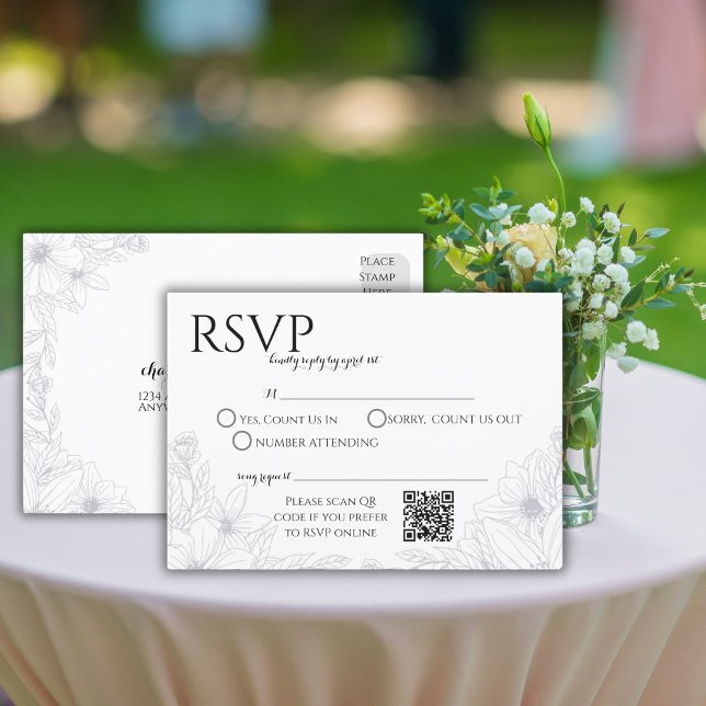 Elegant Wedding RSVP QR Code Postcard (Creator Uploaded)