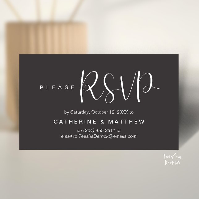  Elegant "Wedding RSVP" Reminder Details Enclosure Card (Elegant "Wedding RSVP" Reminder Details Enclosure Card Charcoal Grey)