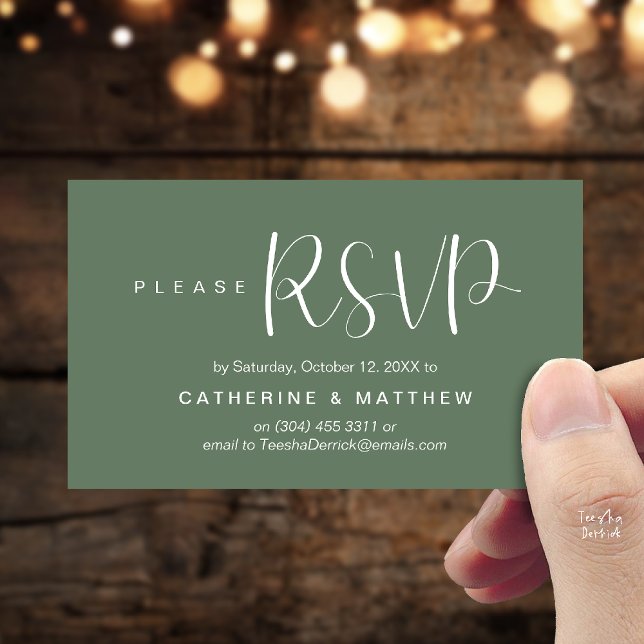  Elegant "Wedding RSVP" Reminder Details Enclosure Card (Elegant "Wedding RSVP" Reminder Details Enclosure Card Sage Green)