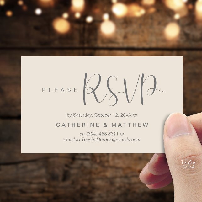  Elegant "Wedding RSVP" Reminder Details Enclosure Card (Elegant "Wedding RSVP" Reminder Details Enclosure Card Cream Grey)