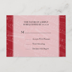 Elegant Wedding RSVP Sheet Music Red Card