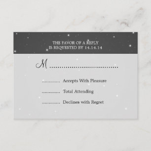 Elegant Wedding RSVP Sparkling Chain Black