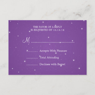 Elegant Wedding RSVP Sparkling Chain Purple Card
