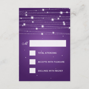 Elegant Wedding RSVP Sparkling Lines Purple Card