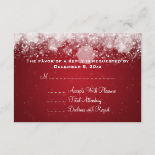 Elegant Wedding RSVP Sparkling Night Red Card