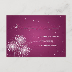 Elegant Wedding RSVP Summer Sparkle Merlot Pink Card