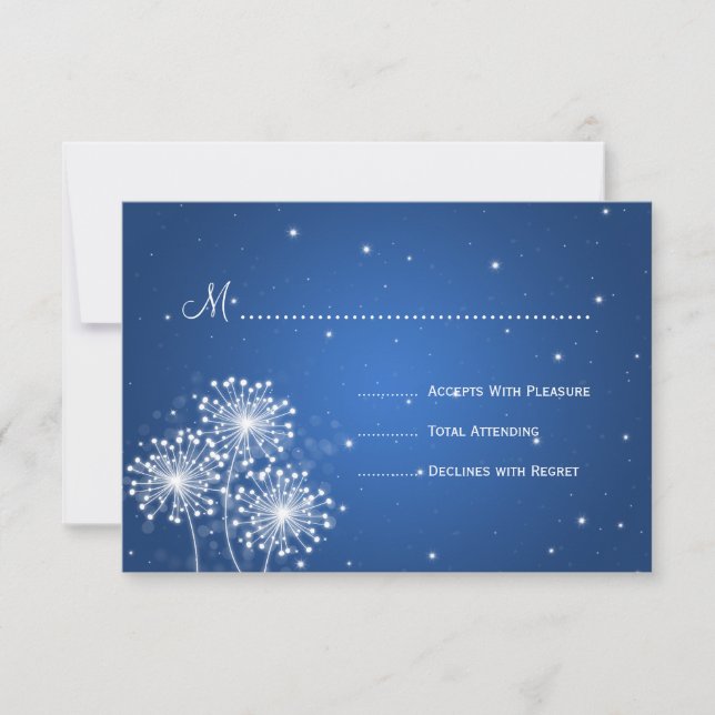 Elegant Wedding RSVP Summer Sparkle Sapphire Blue Card (Front)