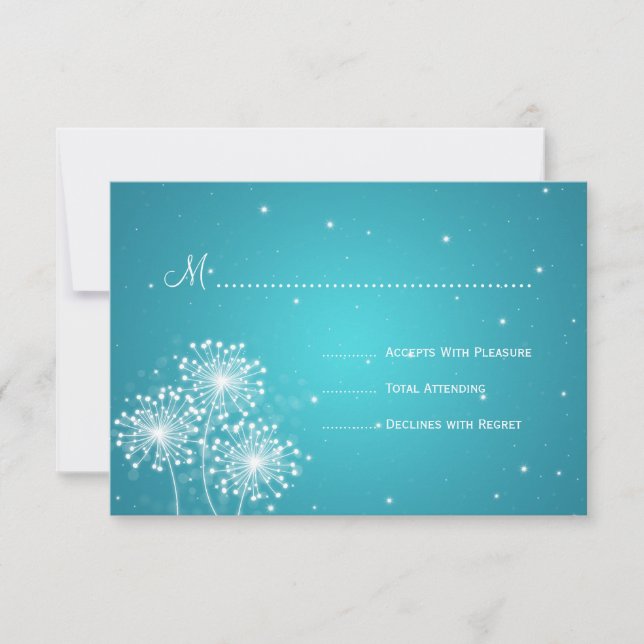 Elegant Wedding RSVP Summer Sparkle Turquoise Card (Front)