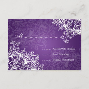 Elegant Wedding RSVP Vintage Swirls Purple Card