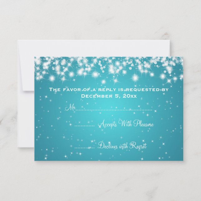 Elegant Wedding RSVP Winter Sparkle Blue (Front)