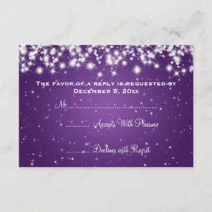 Elegant Wedding RSVP Winter Sparkle Purple Card