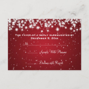 Elegant Wedding RSVP Winter Sparkle Red