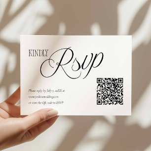 Elegant Wedding RSVP with QR code Card