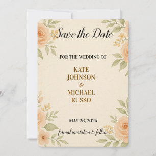 Elegant Wedding Rustic Retro Modern Floral Invitation