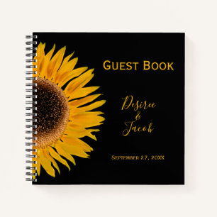 Elegant Wedding Rustic Yellow Black Sunflower Notebook