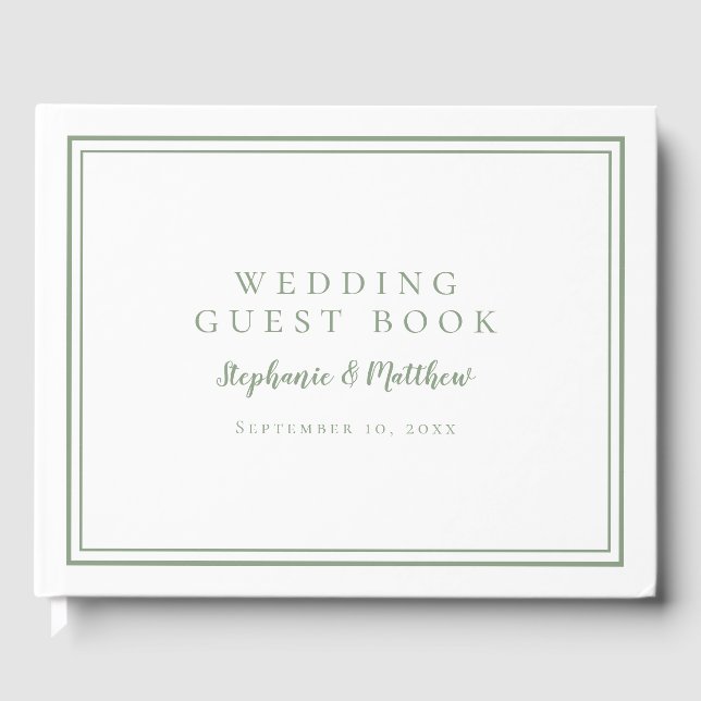 Elegant Wedding Sage Green Guest Book (Front)