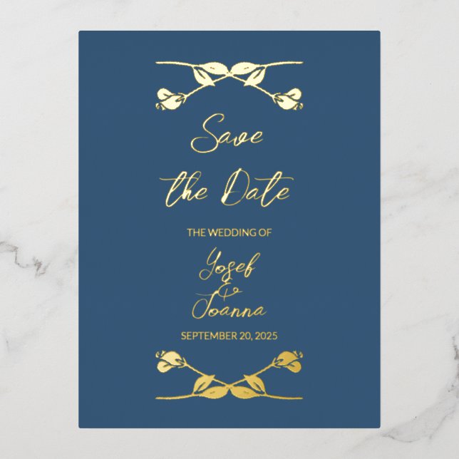 Elegant Wedding Save the Date Foil Postcard (Front)