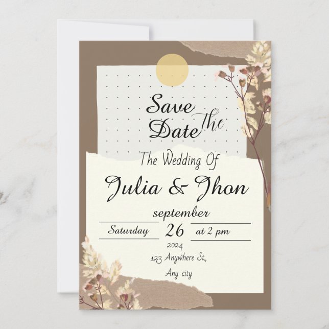 Elegant Wedding save the date Invitation (Front)